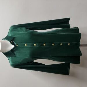Soft Surroundings Enchanted Velvet Tunic Shirt Golden Button Women's Size Small